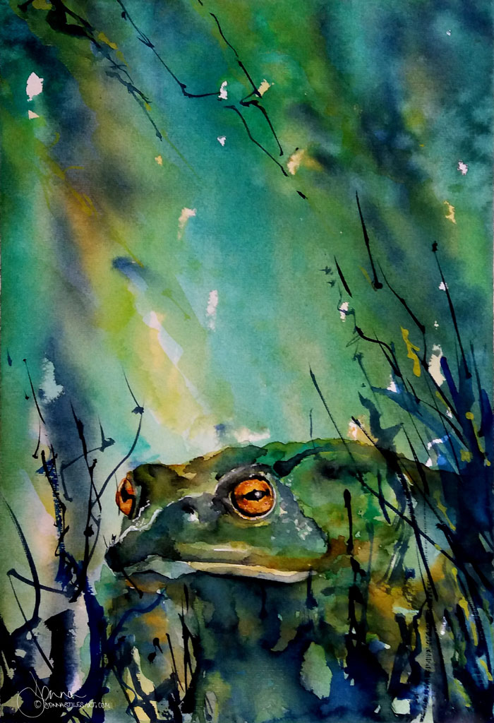 Watercolor frog painting