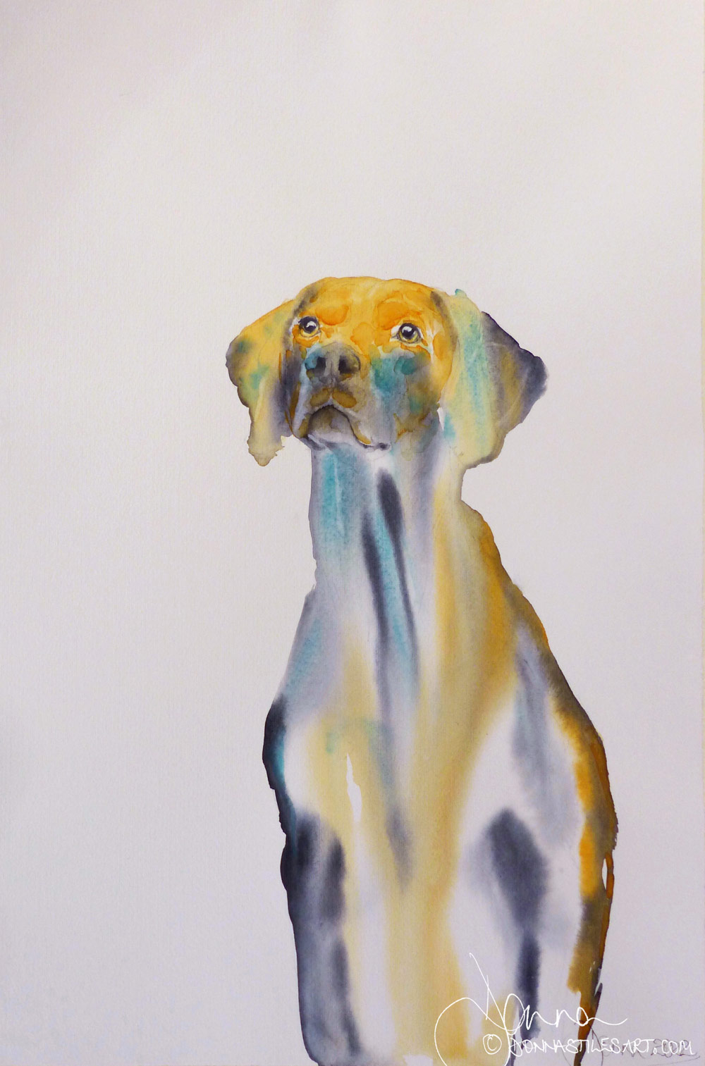 Colourful watercolour dog portrait