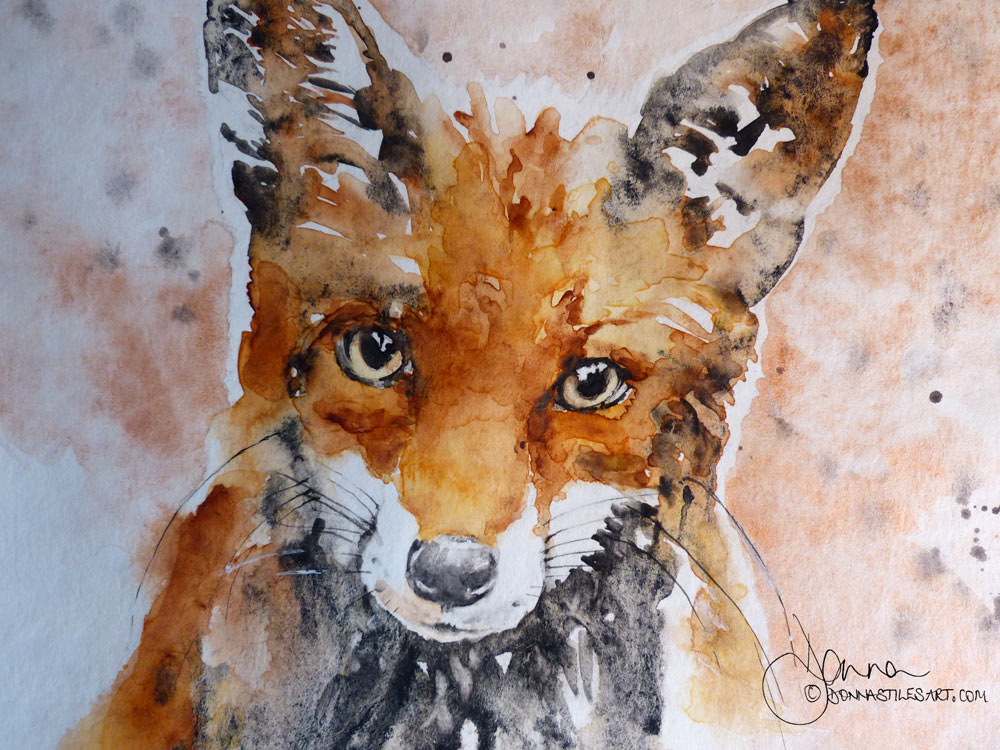 Watercolour fox painting