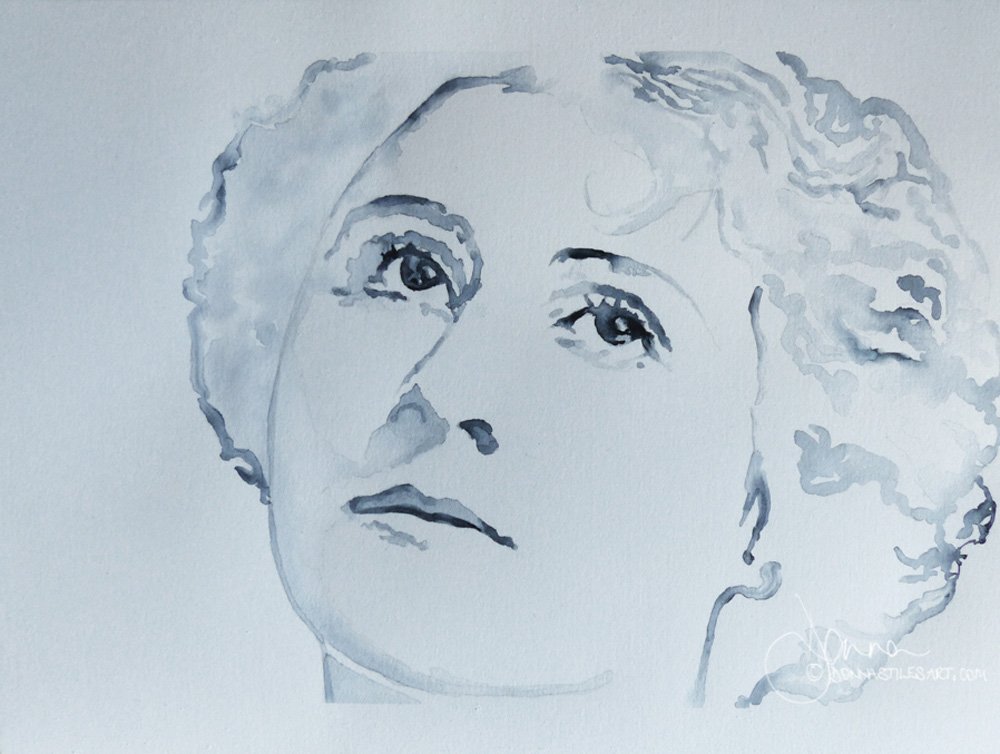 Easy monochromatic watercolor portrait painting