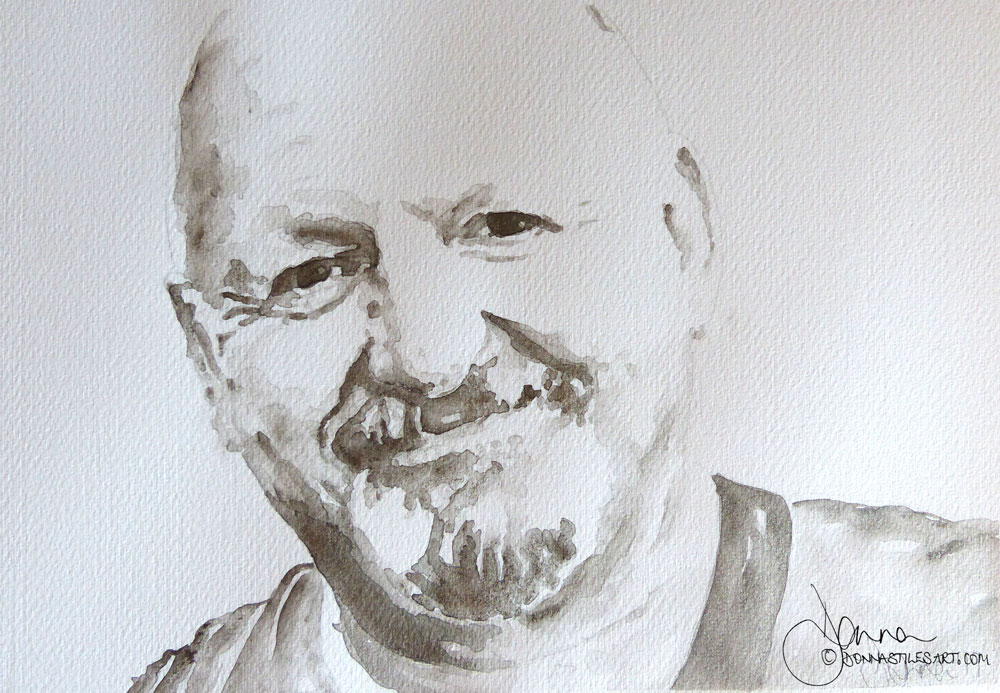 Watercolor portrait in Graphite