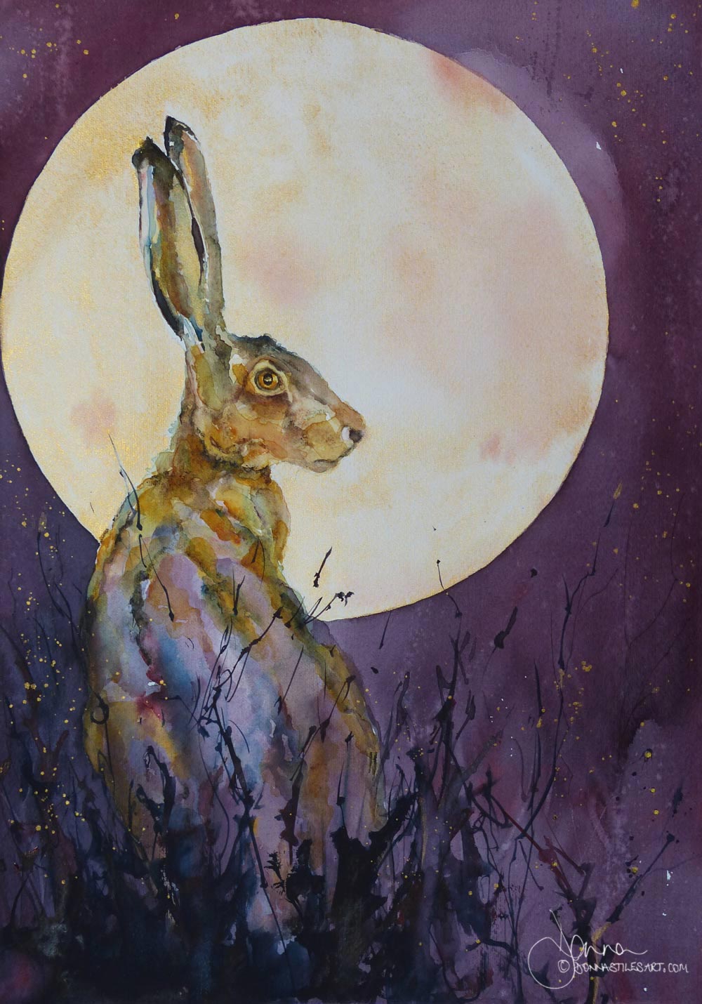 Hare and moon painting