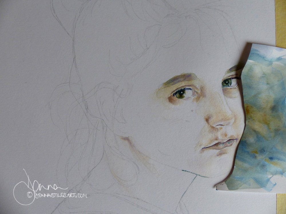 Painting a portrait in watercolour
