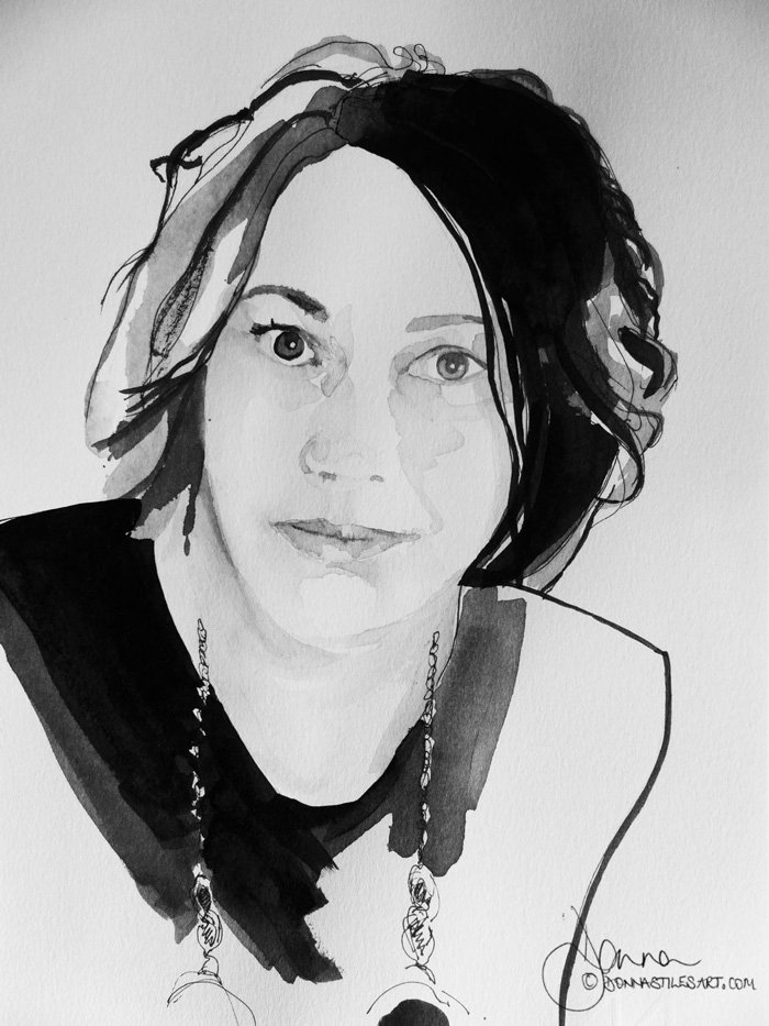 Portrait in black ink