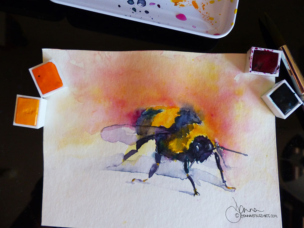 Wtaercolor bee painting