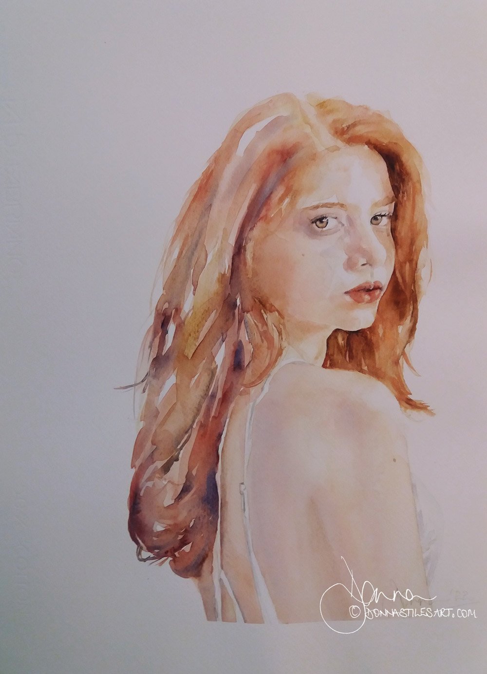 Watercolour woman painting